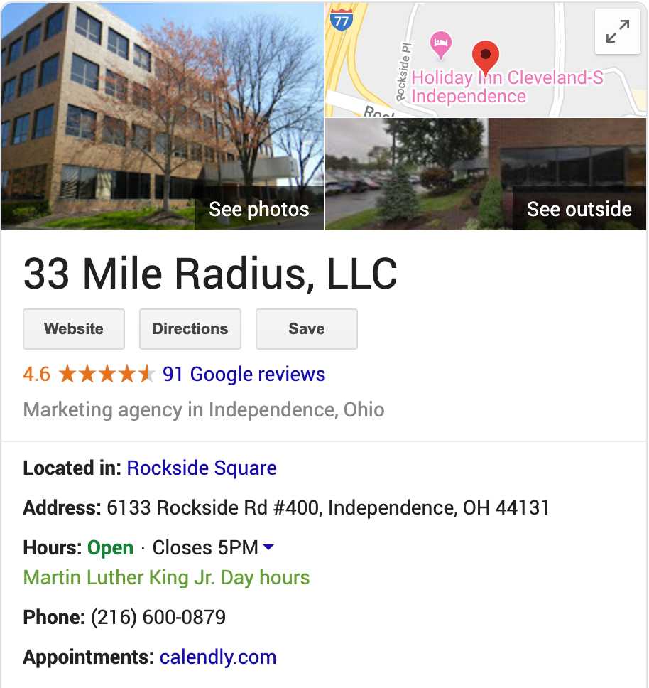 Getting Jobs With your Google My Business Listing | Example of the contact information section